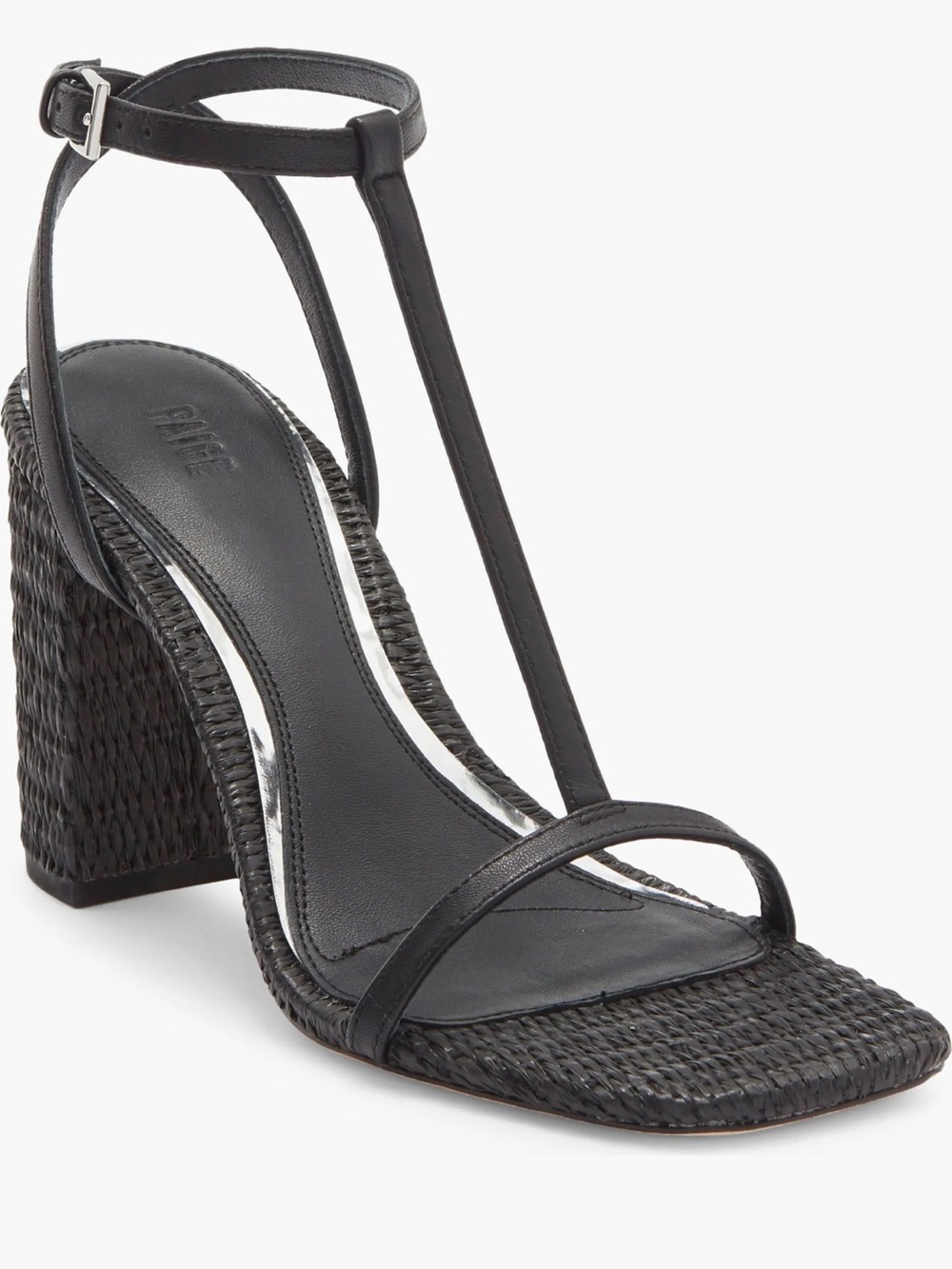 PAIGE Black Strappy Square-Toe Heeled Sandals 8.5 NWT no box